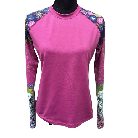 The North Face Tops - The North Face Shirt Women's Size M Pink Multicolor Floral VaporWick Base layer